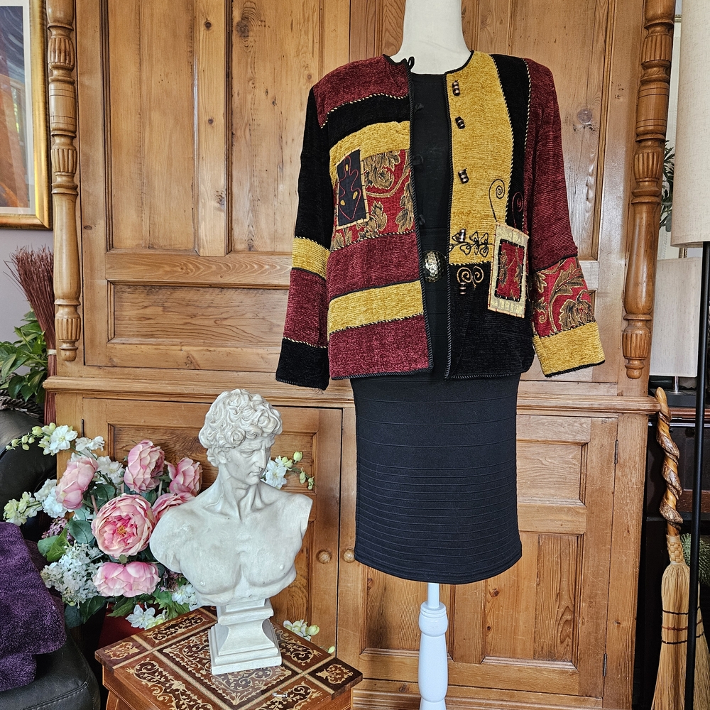 Julie KimSophisticated & Colorful Jacket with Gold Accents. Perfect For Fall